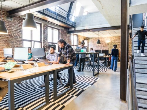 Inside a working office.