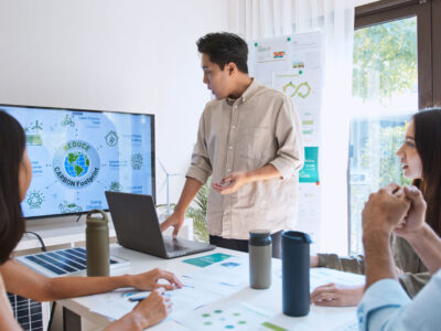 Looking at screen about offsetting carbon