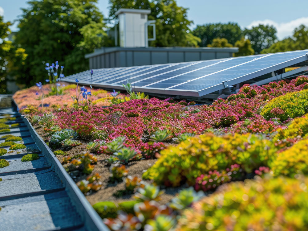 Solar roof with plants