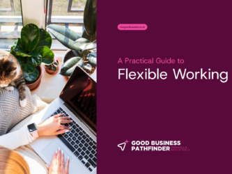 A person working on a laptop with a cat seating next to them